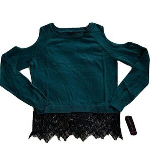 Material Girl Tops Long Sleeve Cold Shoulder Cropped Sweater Size Large